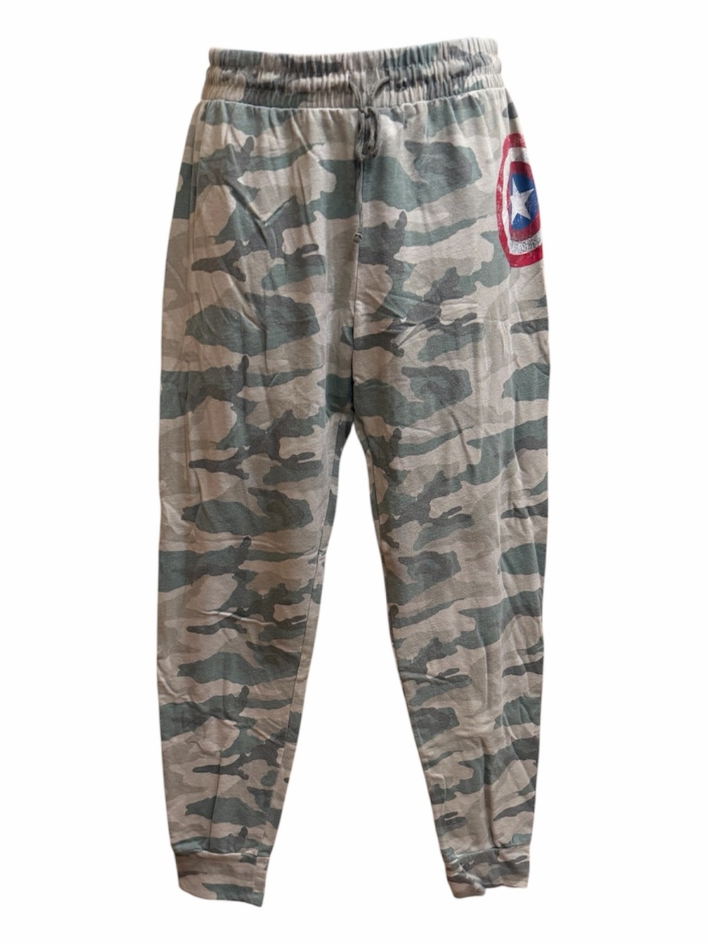 Marvel Women's Camouflage Joggers with Captain Shield Patch - Green